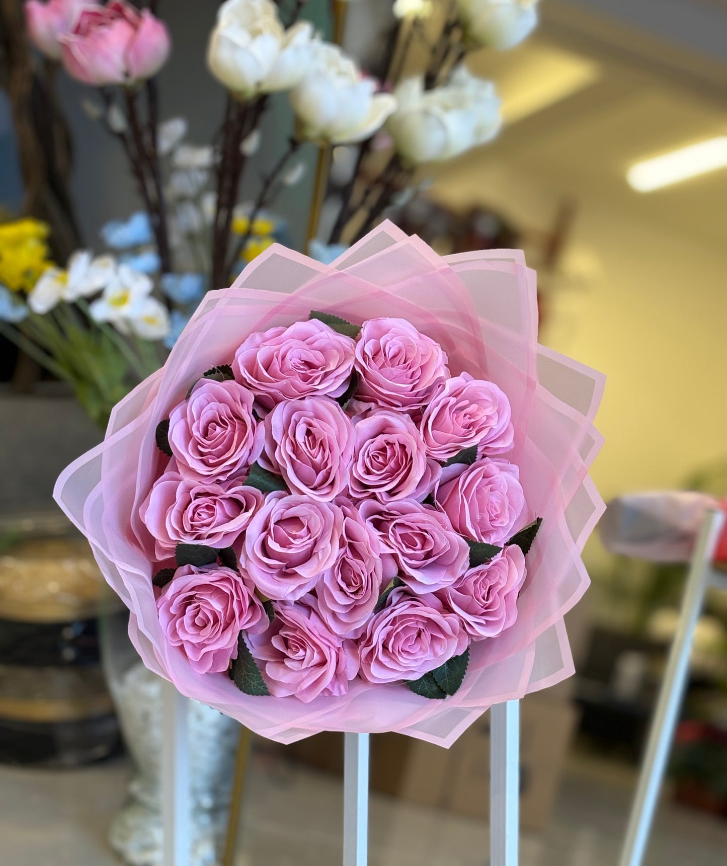 15 li Pembe Gül Buketi Sevgiliye Özel Hediyelik