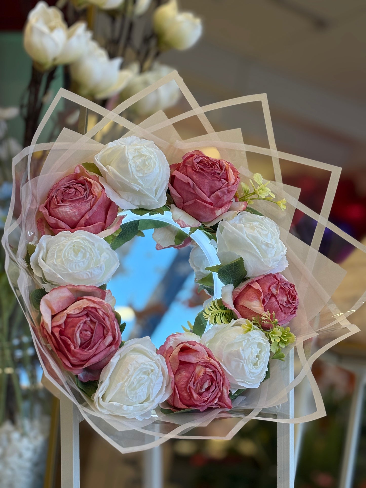 Dokunmatik Led Işıklı Ayna Yapay Gül Buketi