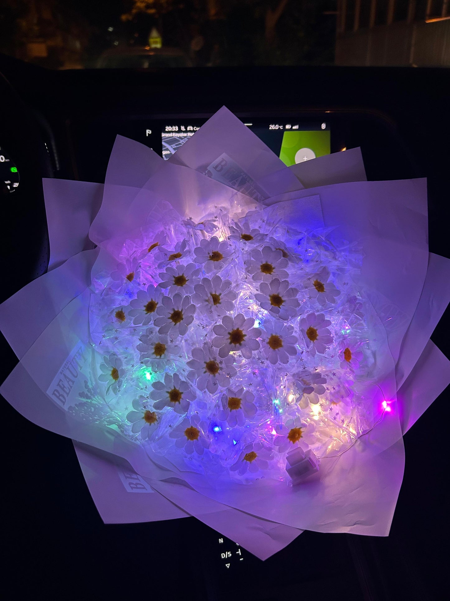 Yılbaşı Özel Led Işıklı Papatya Buketi