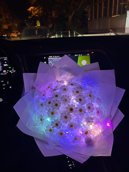 Yılbaşı Özel Led Işıklı Papatya Buketi