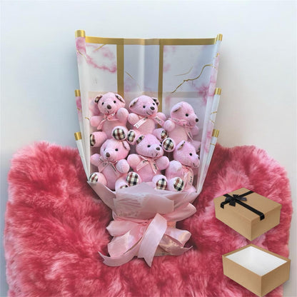 Premium Yumoş Pembe Peluş Ayıcık Buketi