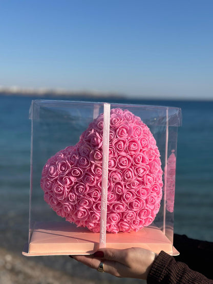 Sevgiliye Özel Kalpli Pembe Gül