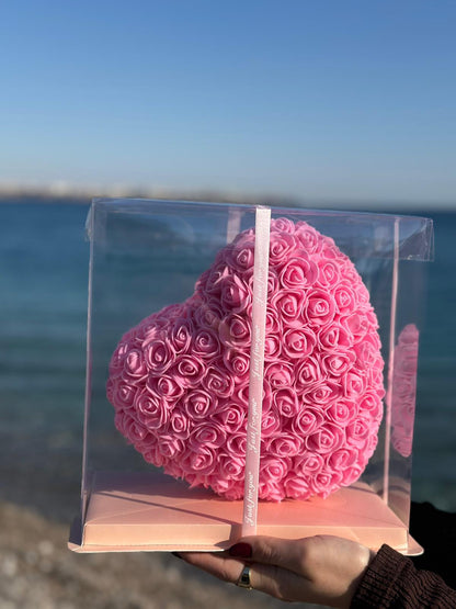 Sevgiliye Özel Kalpli Pembe Gül